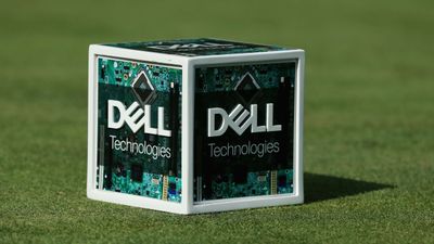 Dell Technologies-sponset tee-markør under en golfturnering i 2017.