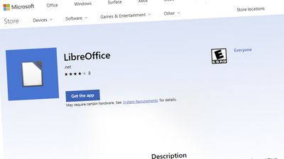 Uoffisiell LibreOffice-oppføring i Microsoft Store.