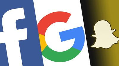 Logoene til Facebook, Google og Snapchat