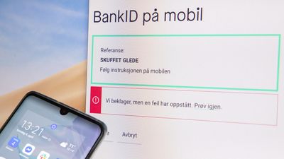 Skjermbilde av innlogging med BankID for mobil, referanseord er "skuffet glede". 