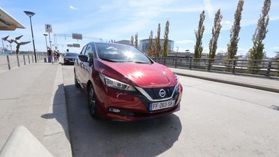 Nissan Leaf med 62 kWh batteri på Gardermoen.