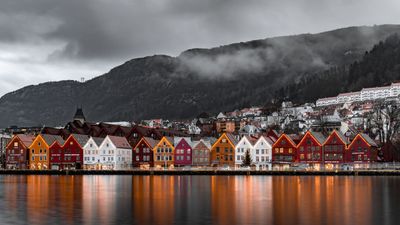 Oversiktsbilde av Bryggen i Bergen