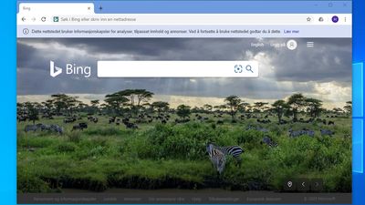 Google Chrome med Bing som standard søkemotor.