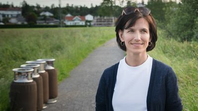 Microsofts Norgessjef Kimberly Lein-Mathisen, Sopra Steria-sjef Kjell Rusti. Bildet er tatt like etter landing med Sopra Sterias luftballong tidligere i sommer. 