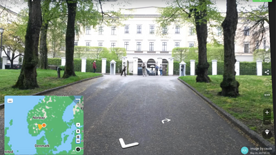 Mapillary er en karttjeneste som kan minne om Google Street View, men basert på brukergenerert innhold. Her har vi zoomet oss inn på det norske Slottet.