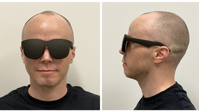 Facebooks VR-briller ser ut som litt store solbriller. 