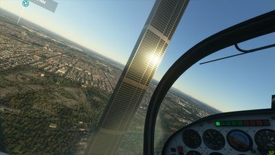 Den fiktive og svært høye skyskraperen i Melbourne, Australia, som nå kan sees i Microsoft Flight Simulator 2020.
