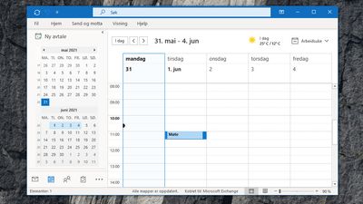 Kalenderdelen av Microsoft Outlook for Windows.