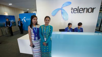 Resepsjonen i Telenors hovedkontor i Yangon.