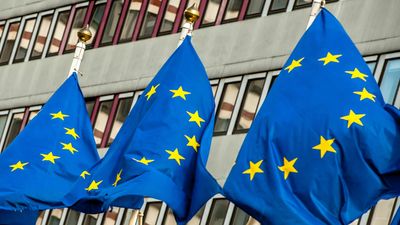 EU-flagg i Lille, Frankrike, i 2014.