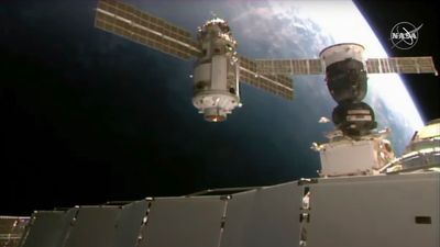 Den 22 tonn tunge Nauka-modulen da den ankom romstasjonen.