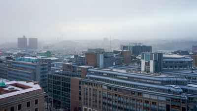 Utsikt fra Statsministerens kontor ned mot Akersgata i regjeringskvartalet.