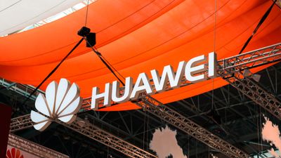 Huawei-standen under 24th International Specialized Forum on Telecommunications, Information and Banking Technologies i Minsk, Hviterussland, i 2017.