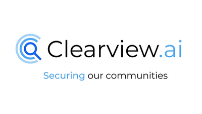 En logo med teksten CLearview AI SEcuring our communities