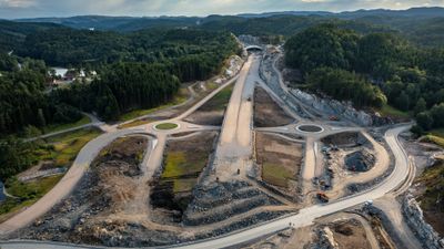 E39 Dølebrukrysset mellom Kristiansand og Mandal.
