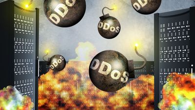 DDoS-bomber som faller ned på serverskap.