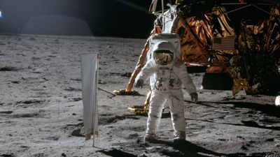 Buzz Aldrin på månen.