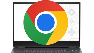 Chrome-logoen vist over en bærbar PC av typen HP Omen.