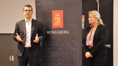 Konsernsjef Geir Håøy og finansdirektør Gyrid Skalleberg Ingerø i Kongsberg Gruppen.