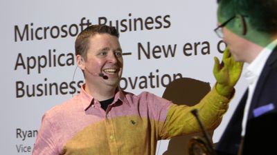 Ryan Cunningham i Microsoft på sitt første norgesbesøk. Oslo 8. mai 2023.