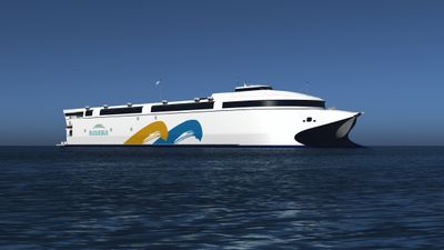 Incat 130 meter lang bil- og passasjerferge. Bygges for Buquebus i Argentina og skal gå mellom Buenos Aires og Montevideo (Uruguay).