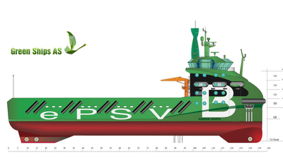 Greein Ships Invest har designet nullutslippsfartøyet «ePSV» med et skrog som skal være 40 prosent mer energieffektivt enn konvensjonelle forsyningsskip. Framdrift besørges av Voith-propell, mens skipet i tillegg har tre thrustere.