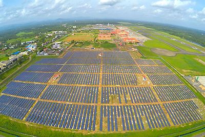 Solkraftverket på Cochin International Airport har en installert effekt på 12 MW. 