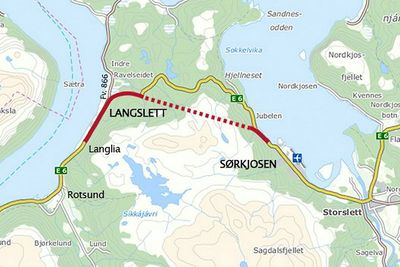 Sørkjostunnelen hadde blitt den lengste i Troms en stund hvis den opprinnelig framdriftsplanen hadde holdt. Slik går det ikke. Den 5,8 km lange Nordnestunnelen i Kåfjord blir åpnet før den. (Ill.: Statens vegvesen)