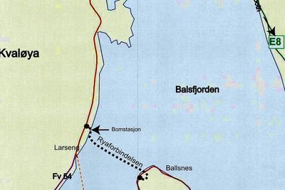 Fergesambandet mellom Larseng og Vikran blir erstattet av en undersjøisk tunnel høsten 2011. Mye rart må skje om ikke Mesta skal drive tunnelen. (Ill.: Statens vegvesen)