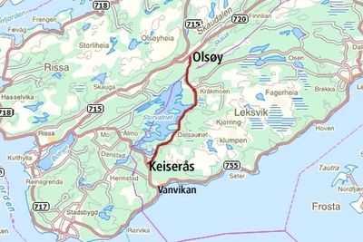 Bare en kvart promille skiller de to lavest anbudene på oppgradering av strekningen Keiserås-Rissa grense. Dette kartet ble lagd før oppdraget ble delt i to entrepriser. (Ill.: Statens vegvesen) 