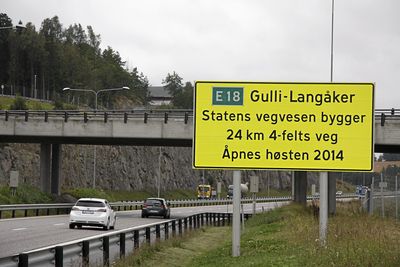 Ny åpningsdato for E18-strekningen i Vestfold er satt til 4. juli.  Foto: Sveinung Berg Bentzrød, Scanpix