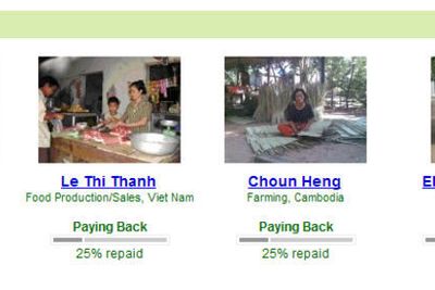 Gjennom Kiva.org kan enkeltpersoner låne ut små beløp som får stor betydning. De fleste lånemottagere er også gode betalere.