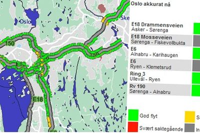 P4s nye nettjeneste viser trafikkflyten i Oslo og omegn.