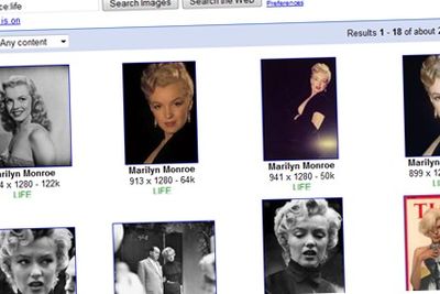 Google og Life byr på millioner av bilder. Her finnes bilder av alt mulig, også historiske personer som Marilyn Monroe. (Foto: faksimile)