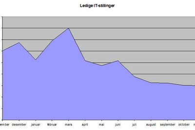 Nye tall viser at fallet i antall utlyste IT-stillinger har stoppet opp. Nå er det bare 6 færre ledige IT-stillinger enn for en måned side.