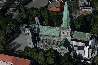 Trondheim er nå modellert i full 3D tilgjengelig i Sesams søk. Slik ser den kjente katedralen ut i fugleperspektiv.