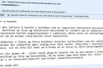 Svindelforsøk: denne e-postmeldingen er nå i omløp. Datatilsynet advarer mot å gi fra seg pinkode og kortnummer.
