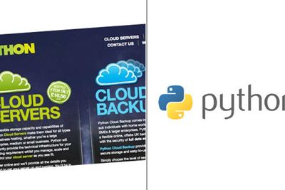 Krangel om varemerke: Fra v. Python solgt inn som produktnavn for skytjenester. Til høyre den langt mer kjente logoen til programmeringsspråket.