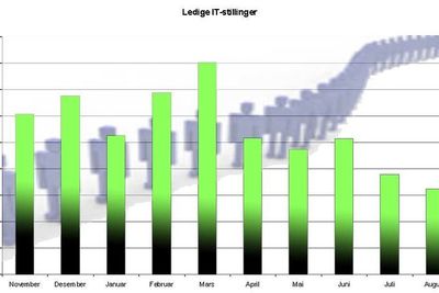 Tall fra Rubrikk.no viser en nedgang i antall ledige IT-stillinger de siste månedene.