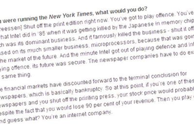 Netscape-gründer har en klar oppskrift for hva han ville gjort hvis han var sjef for en av verdens mest annerkjente avis, New York Times.