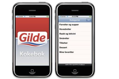 Applikasjonen inneholder over 350 oppskrifter fra Gilde-kjøkkenets store samling