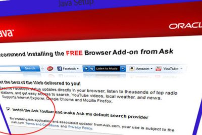 Oracle tjener penger på å bunte Java sammen med et lite populært tillegg fra Ask.com i nettleseren. Det ser det ut til at de vil fortsette med. MERK DEG AVKRYSNINGSBOKSEN hvis du vil unngå programmet.