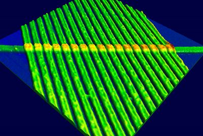 Mikroskop-bilde av en memristor.