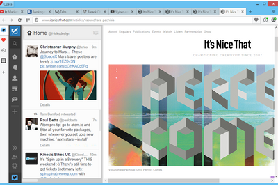 Opera får utvidelser på siden - her med Tweetdeck som eksempel.