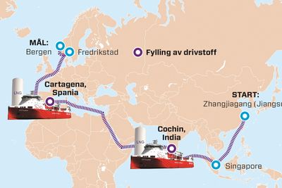 Kvitbjørn trengte bare å bunkre LNG i India og Spania på vei fra verftet like ved Shanghai i Kina og norsk havn. Skipet har en drivstofftank på 400 m3 og er utstyrt med en Rolls-Royce B32:40 gassmotor. 