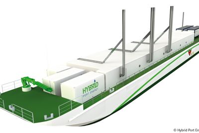 Hamburg-kraft: Hybrid-kraftlekteren til Becker Marine, Aida Cruises og sies og Hybrid Port Energy kan levere 7,5 MW med 50/60Hz frekvens fra fem generatorer, drevet av Caterpillar-motorer. 