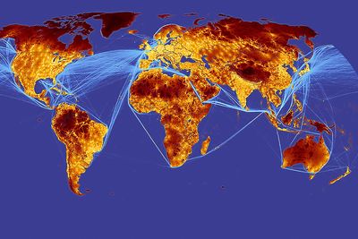 Rutetrender for global transport, basert på AIS-informasjon. 