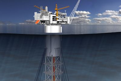 Stabil: Spar-konstruksjonen til Technip er designet for å gi så små bevegelser som mulig. Konstruksjonen er 198 meter høy.  