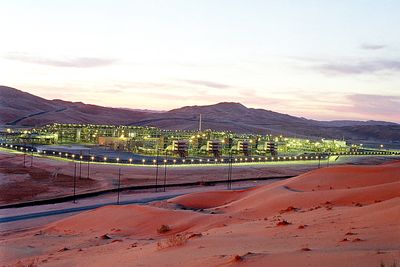 Saudi Aramcos Shaybah-produksjonsanlegg for olje. 
