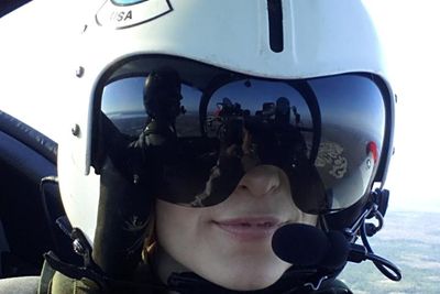 "Selfie" fra cockpiten under air combat. 